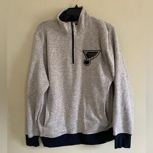 St. Louis Blues Hockey Long Sleeve Light Gray Licensed Sweater with Logo Size XL